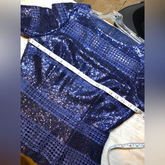 NWOT Alex Marie Navy Sequin Sheath Dress - Picture 11 of 17